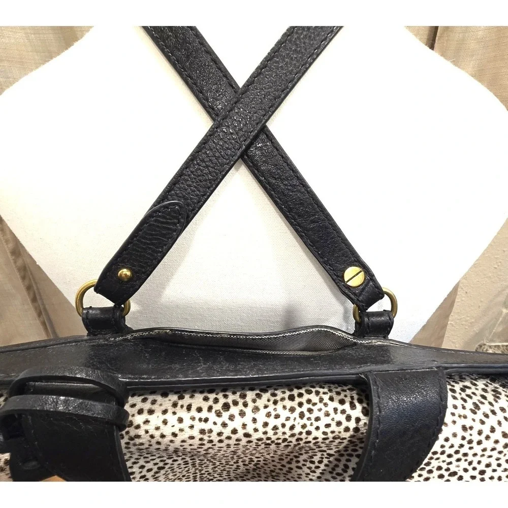 Fossil Amelia‎ Convertible Backpack White Cheetah Spotted  3-IN-1 Black Leather